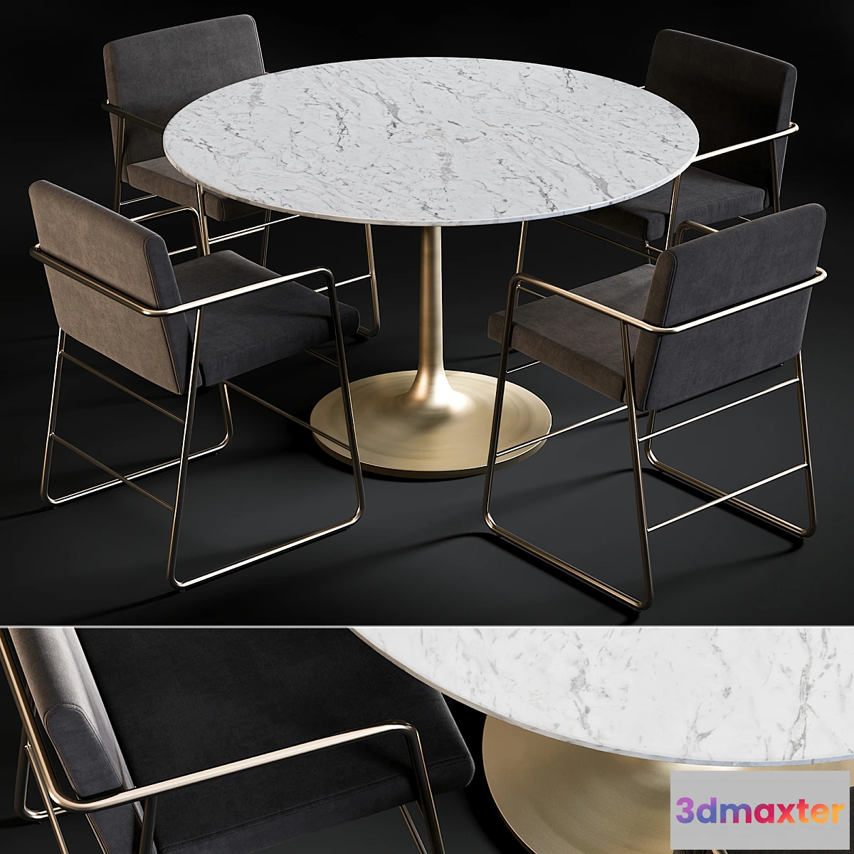 837456 - Dining Table Nero & Chair Rouka - No.4