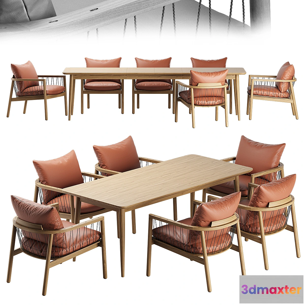 853987 - Kerry Lounge Chair Tate Walnut Extendable Midcentury Dining Table - No.3