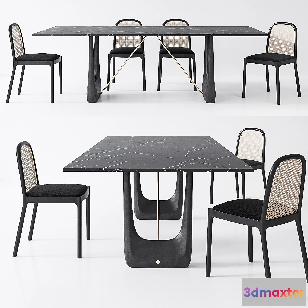 880038 - CB2 Nadia Cane chair Rocco Rectangular marble dining table - No.4