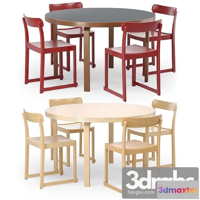 968016 - Artek Aalto Table Round And Atelier Chair