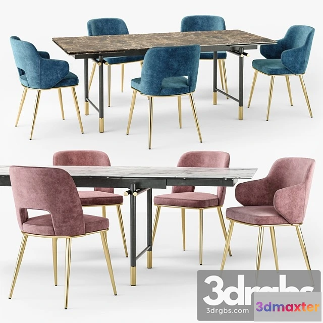 968290 - Calligaris monogram table foyer chair set 2