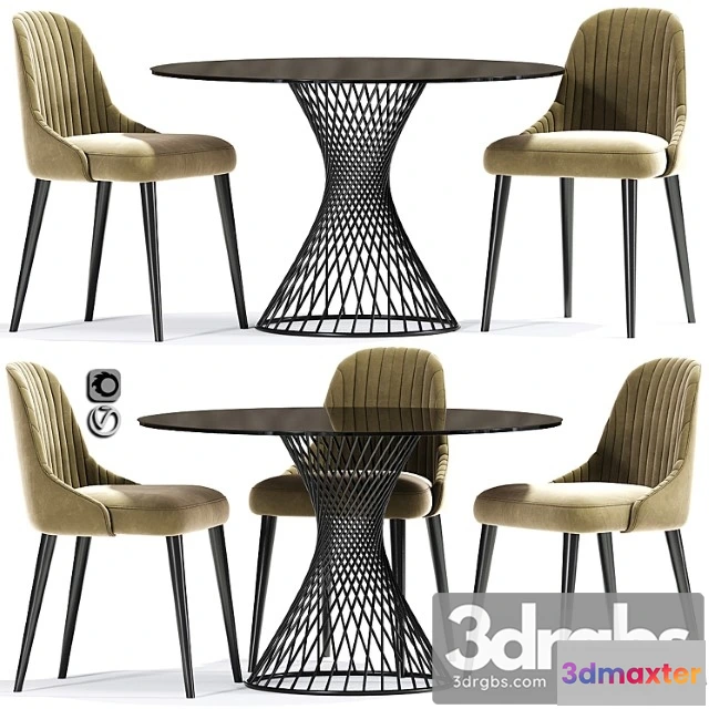 968304 - Calligaris vortex table and strip chair 2