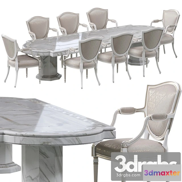 968520 - Classic Dining Chair And Marble Table