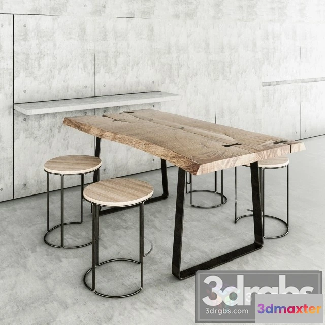 968556 - Concrete Wood Table and Chair