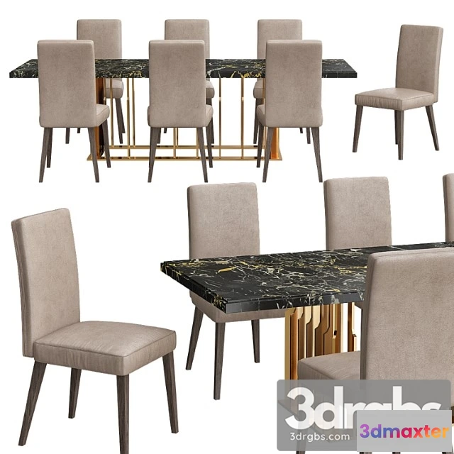 968574 - Contemporary designer italian marble rectangular dining table set 2