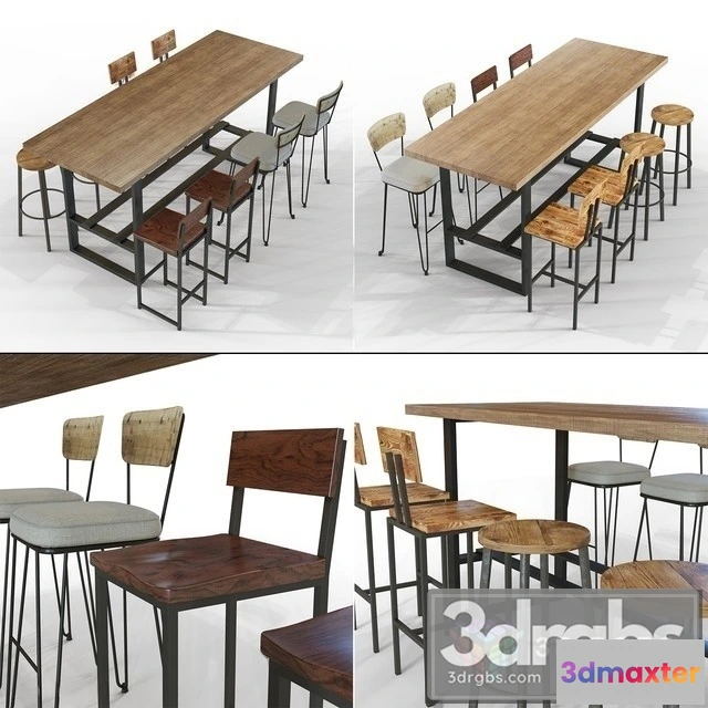 968656 - Dekocadde Walnut Veneer Bar Table and Chair