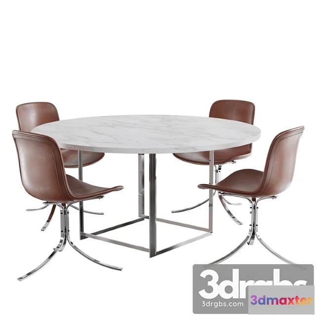 968808 - Dining Set Fritz Hansen Pk9 Chair Pk54 Table