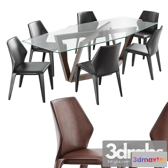 968816 - Dining Set Natuzzi Frida Chair C014 Hex Table E015