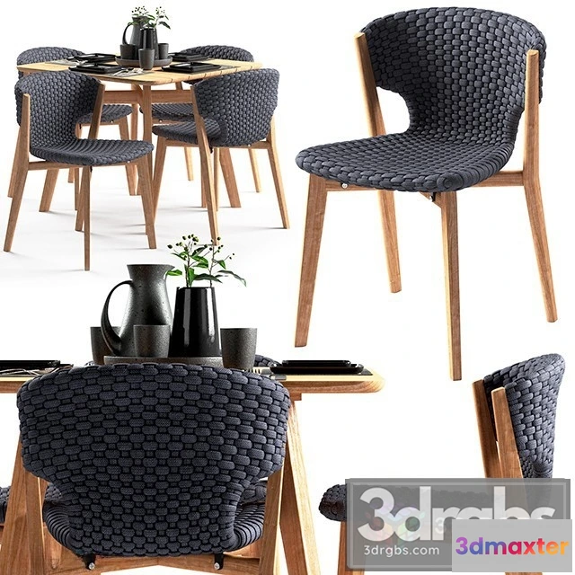 969100 - Ethimo Knit Dining Chair Square Table