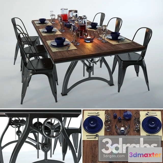 969514 - Industrial Dining Table and Chair