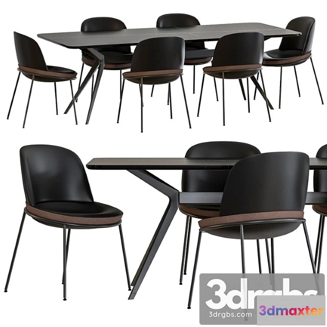 969572 - Jesse pierluigi dining table and germana chair leather black 2