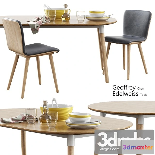969768 - Made Geoffrey Chair Edelweiss Table