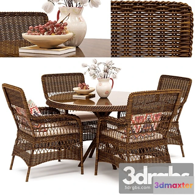 969796 - Marie Wicker Chair and Grace Dining Table