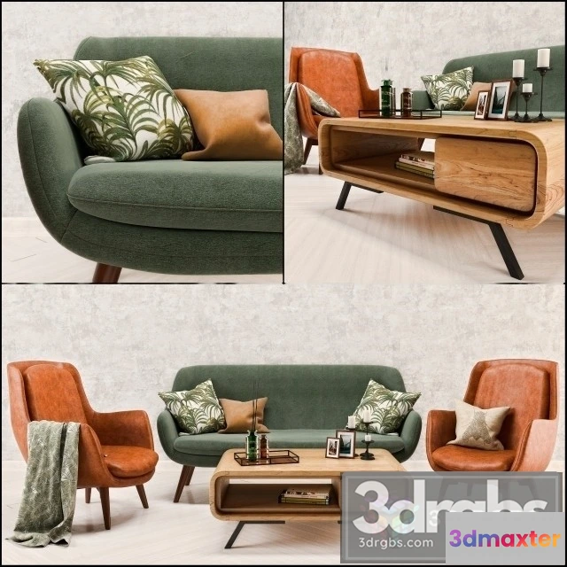 969844 - Mid Century Sofa and Chair Set - No.2