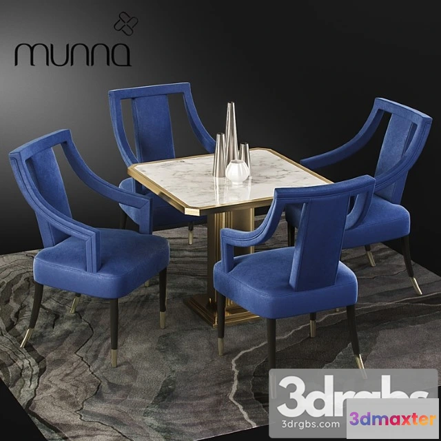 970062 - Munna Design Dining Set With Corset Chair Table And Decor 1
