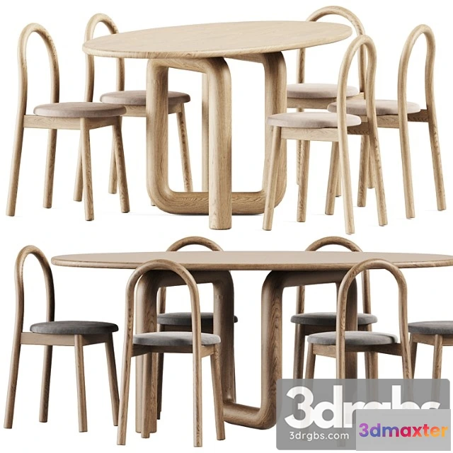 970166 - Oval Mono Table By Objects Ideas And Bobby Upholstered Chair By Designbythem