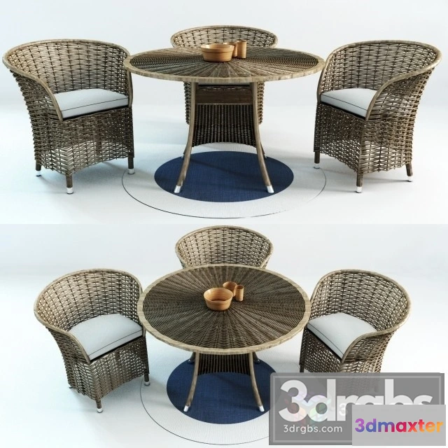 970190 - Patio Wicker Table and Chair