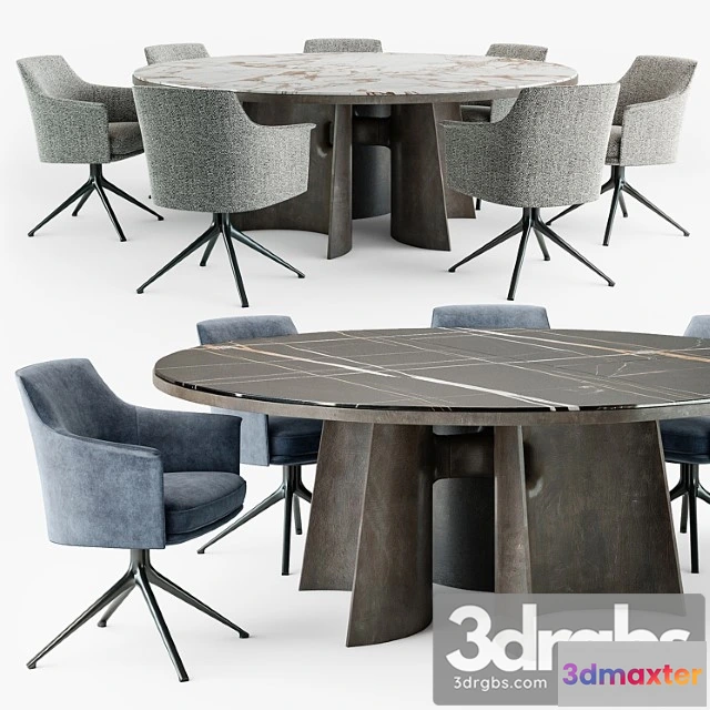 970258 - Poliform Kensington Round Table Stanford Chair Set 1