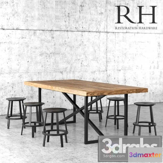 970408 - Restoration Hardware Dining Table and Stools