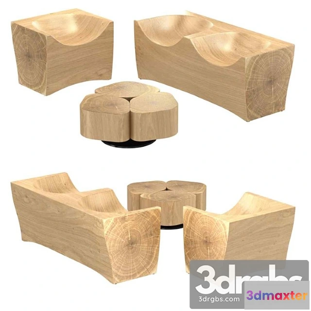 970456 - Riva 1920 log armchair toi center table 3d model 2