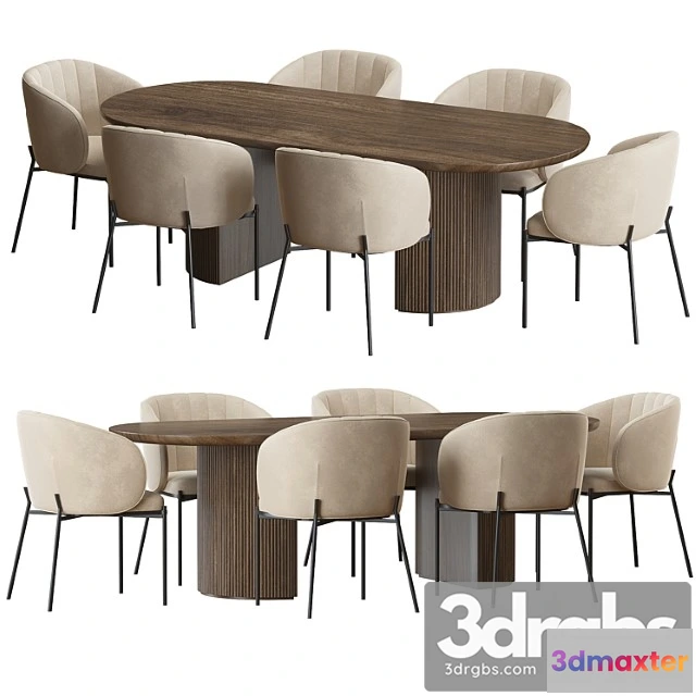 970620 - Shell Back Dining Chair And Moon Table