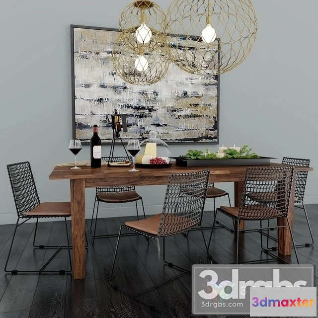 970964 - Tig Metal Dining Chair and Wood Table