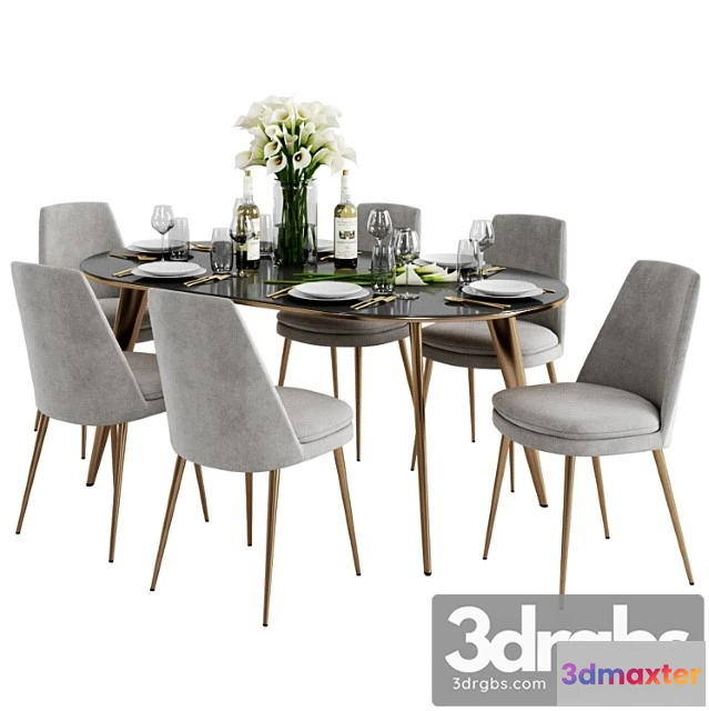 971202 - West Elm Finley Dining Chair Arden Dining Table