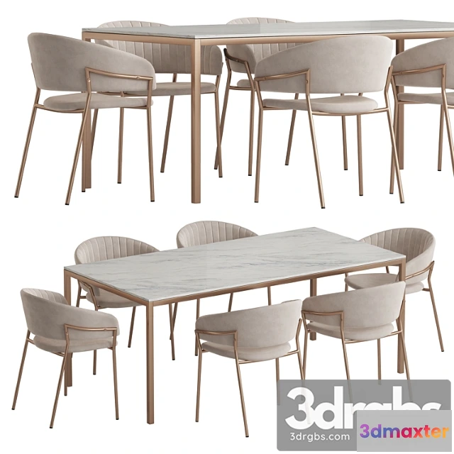971204 - West Elm Frame Table Piza Chair Dining Set 1