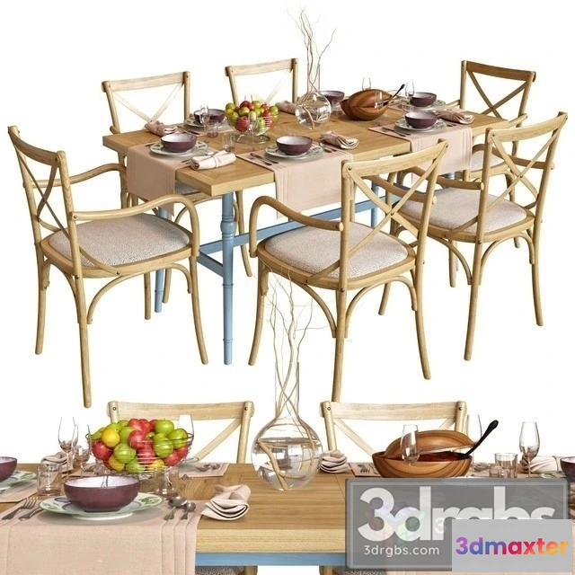 971254 - Wooden Provence Table and Chair