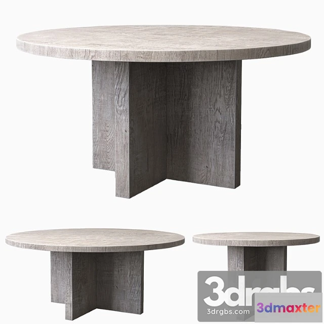 1040584 - Reclaimed russian oak plank round dining table gray