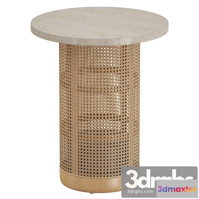 1041040 - Vernet travertine cane end table (crate and barrel)