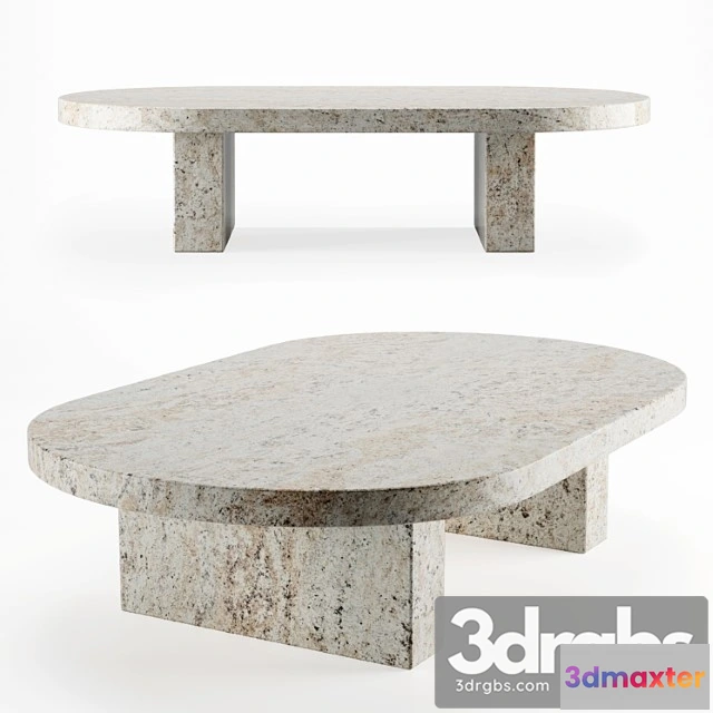 1041066 - Vintage travertine oval coffee table