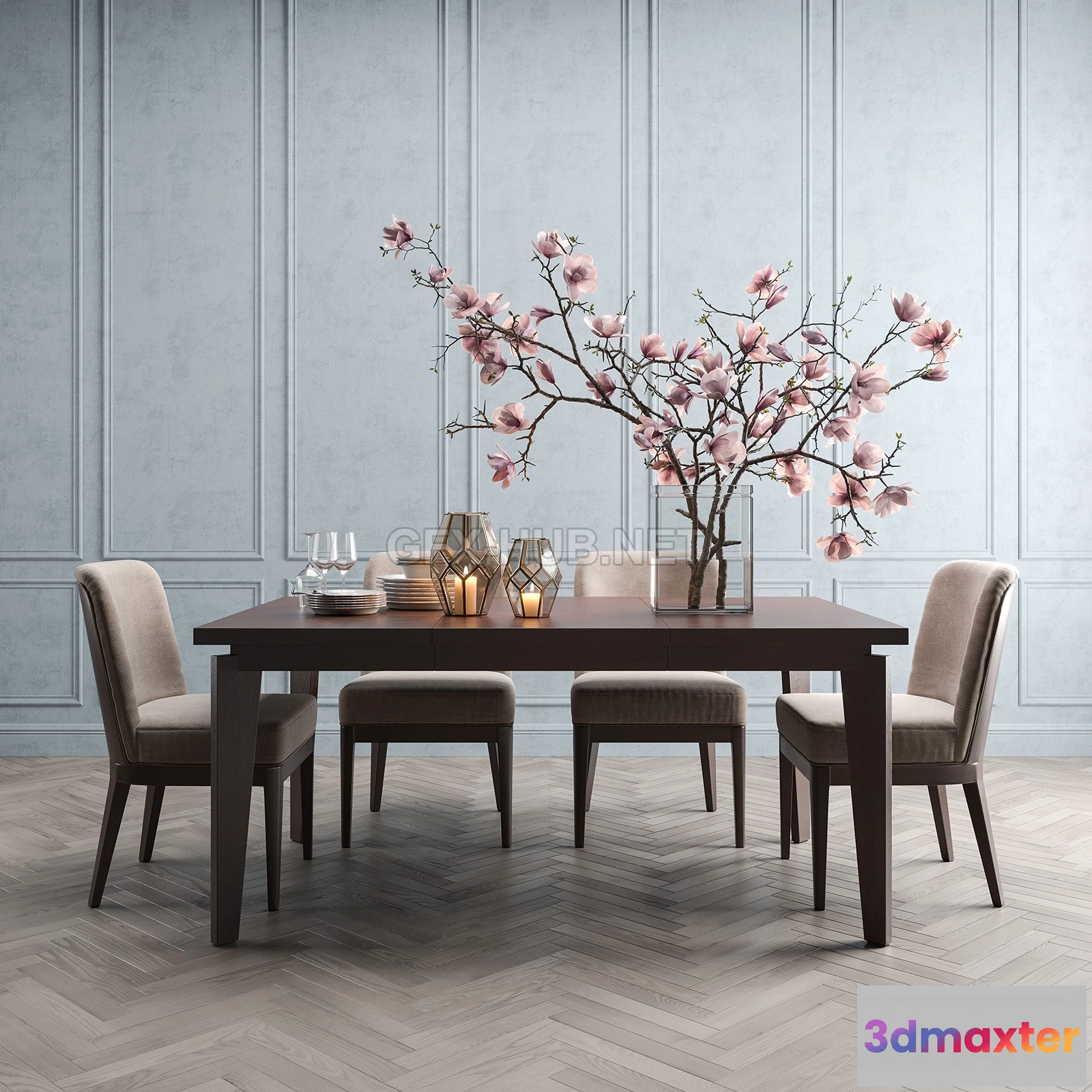 1072272 - Angled-leg Expandable Table 3d model - 205829