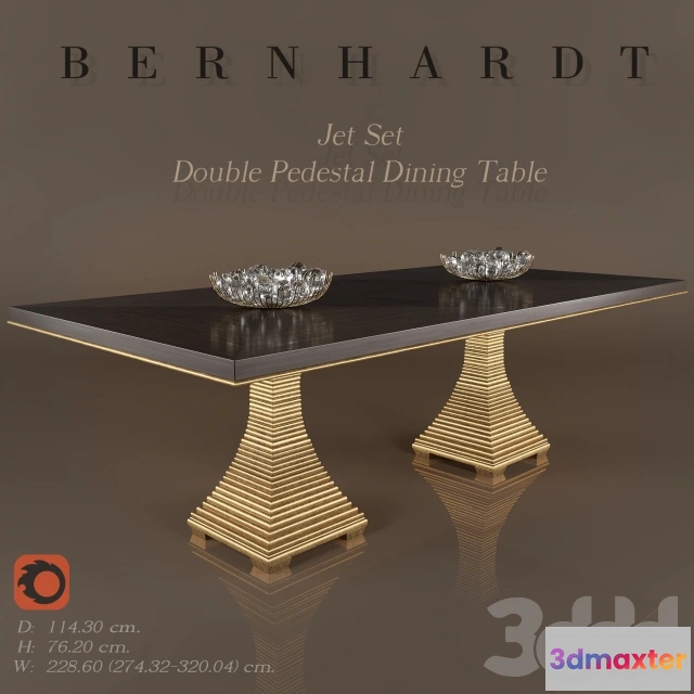 1074540 - Bernhardt Jet Set Double Pedestal Dining Table - 208097