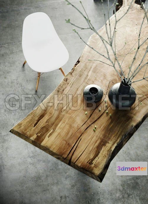 1074770 - Black Vases on Table with Branches 3ds max Model With Realistic Rendering - 208327