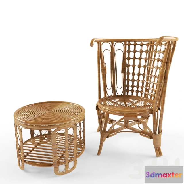 1075776 - Cane Chair and table - 209333