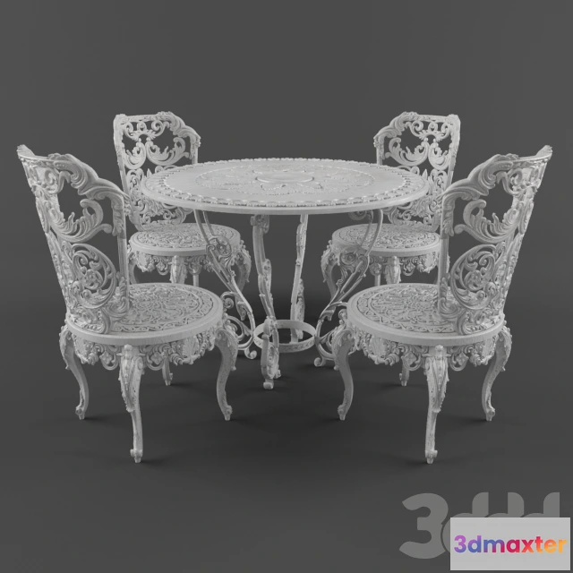 1076156 - Cast Iron Chair And Table - 209713