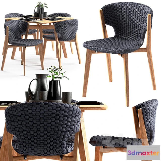 1080324 - Ethimo Knit dining chair and square table - 213881