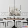 1088398 - Oval Tulip Dining Table 78 walnut set - 221955