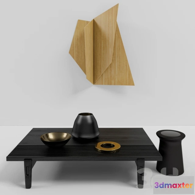 1089230 - poliform black table with wall art - 222787