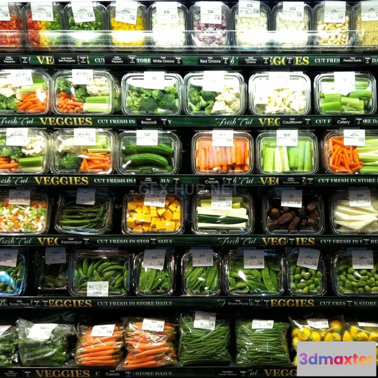 1091436 - Shelves with vegetables 3D Models - 224993