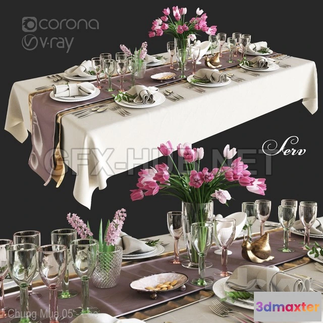 1093264 - Table setting with flowers (VrayCorona) - 226821