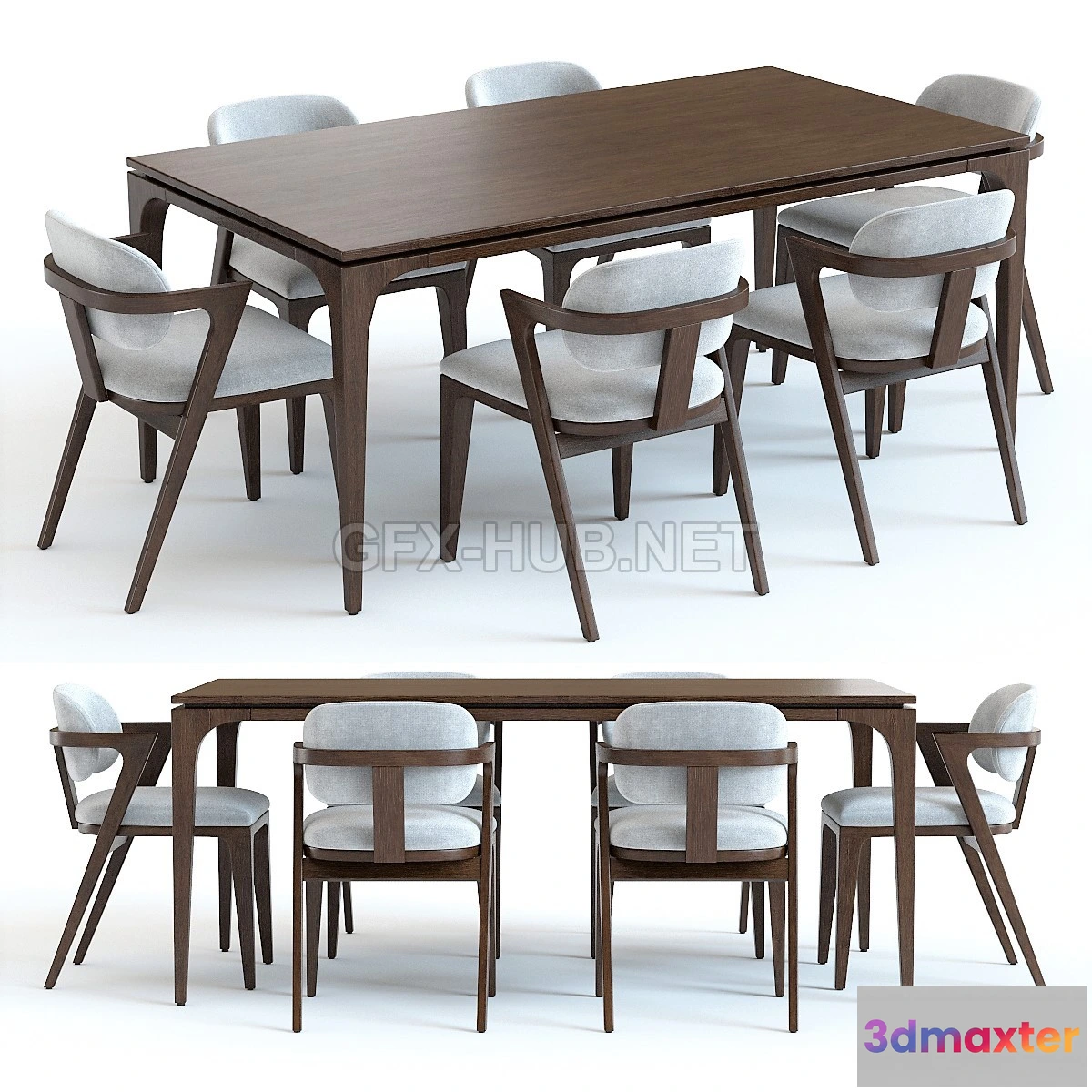 1095074 - West Elm Adam Court Table and Chairs 3d model - 228631
