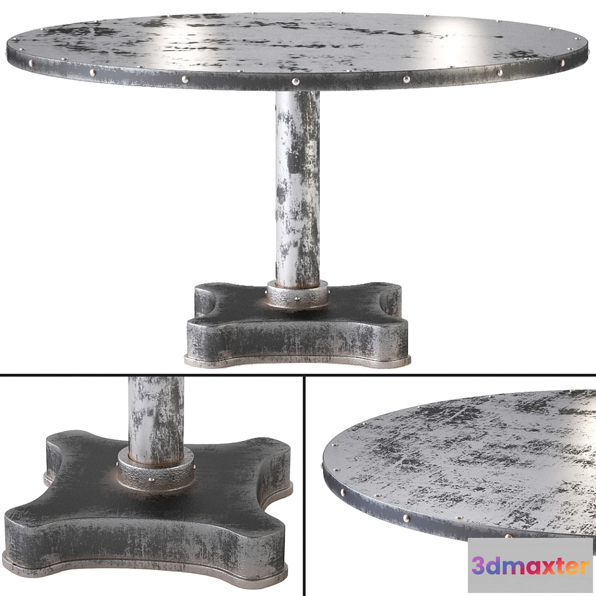 1286240 - Victor solid industrial metals and iron dining table 3D Max
