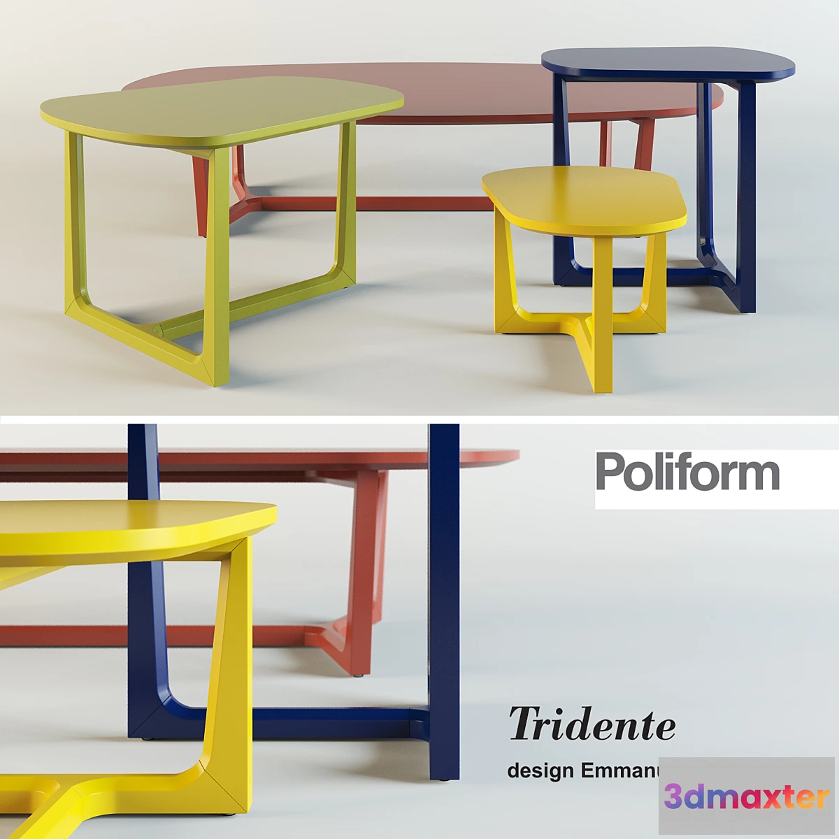 1287482 - Poliform Tridente. Coffee tables 3D Max