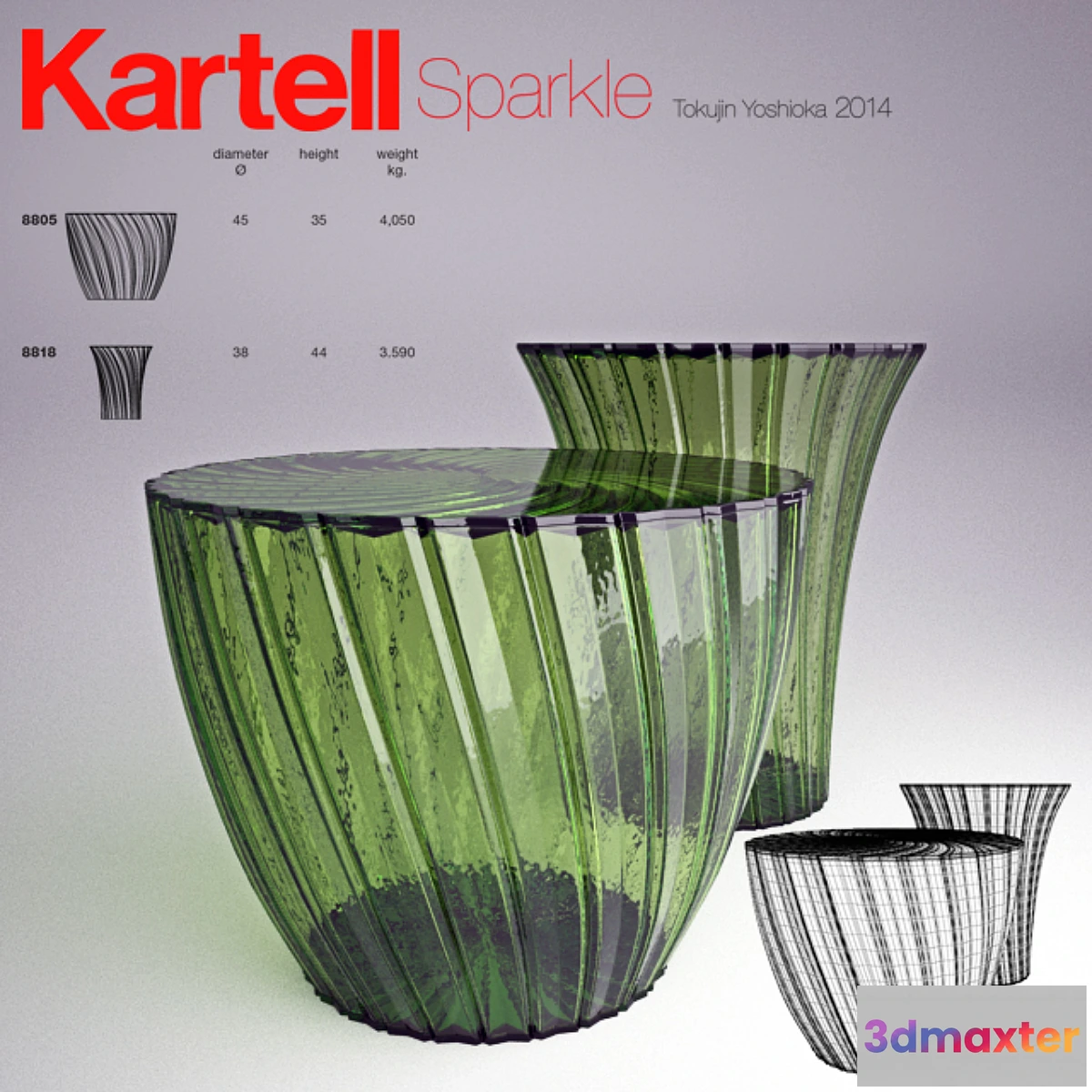 1288742 - Kartell - Sparkle Table & Stool 3D Max
