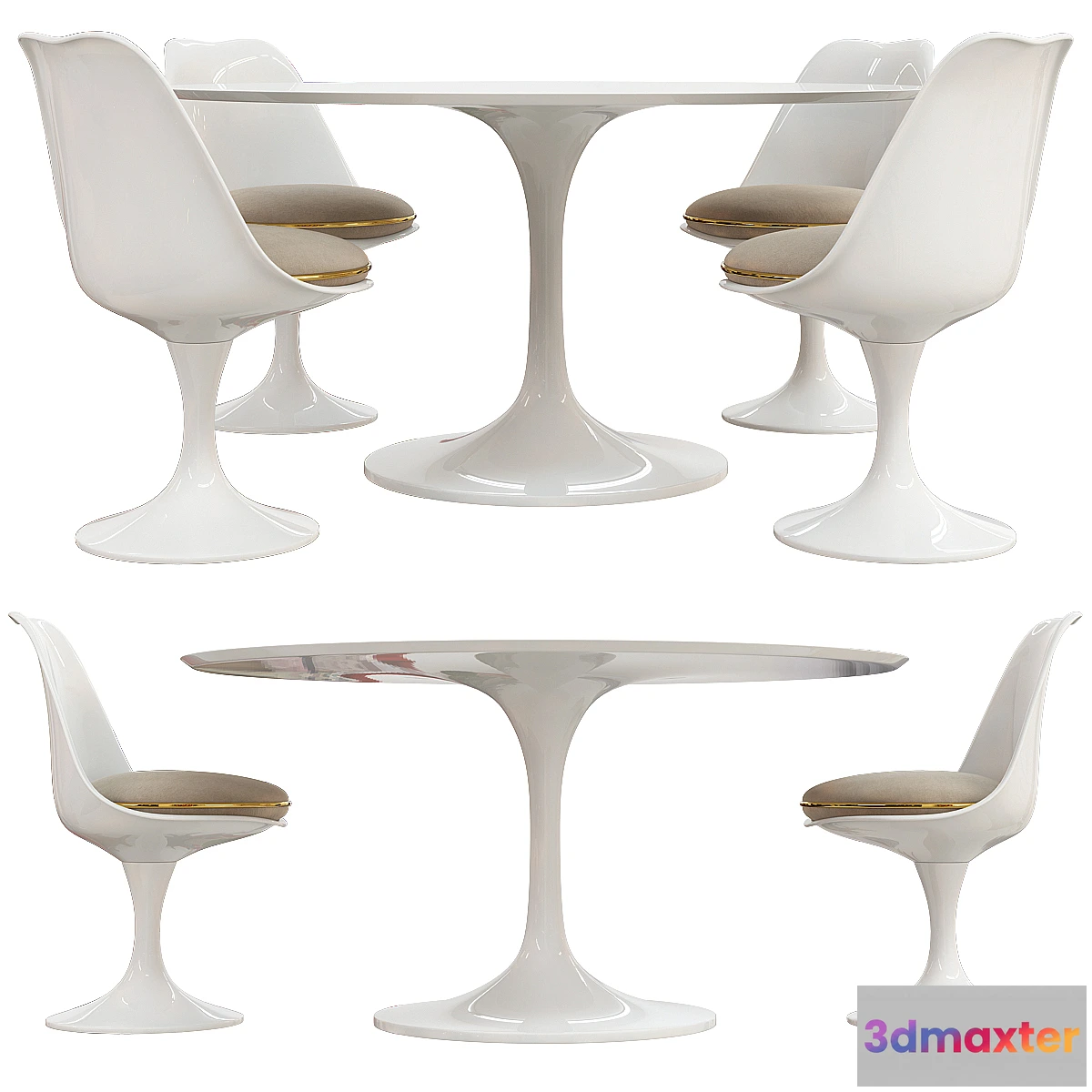 1298052 - Saarinen tulip table chairs 3D Max