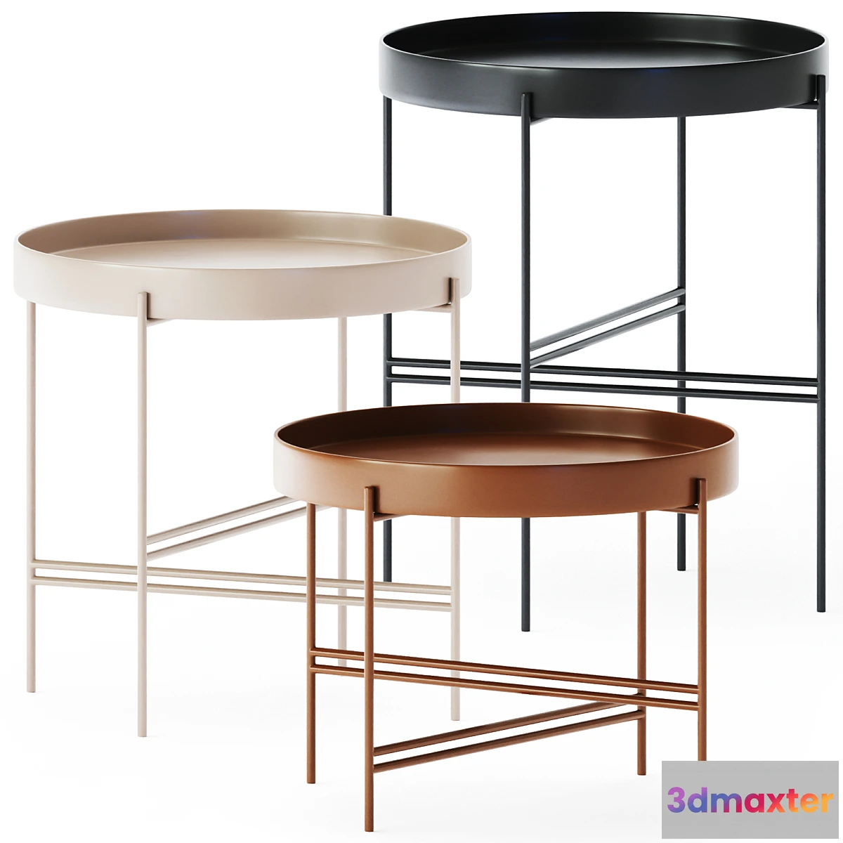 1302791 - Metal Round Coffee Tables Tray by Potocco 3D Max