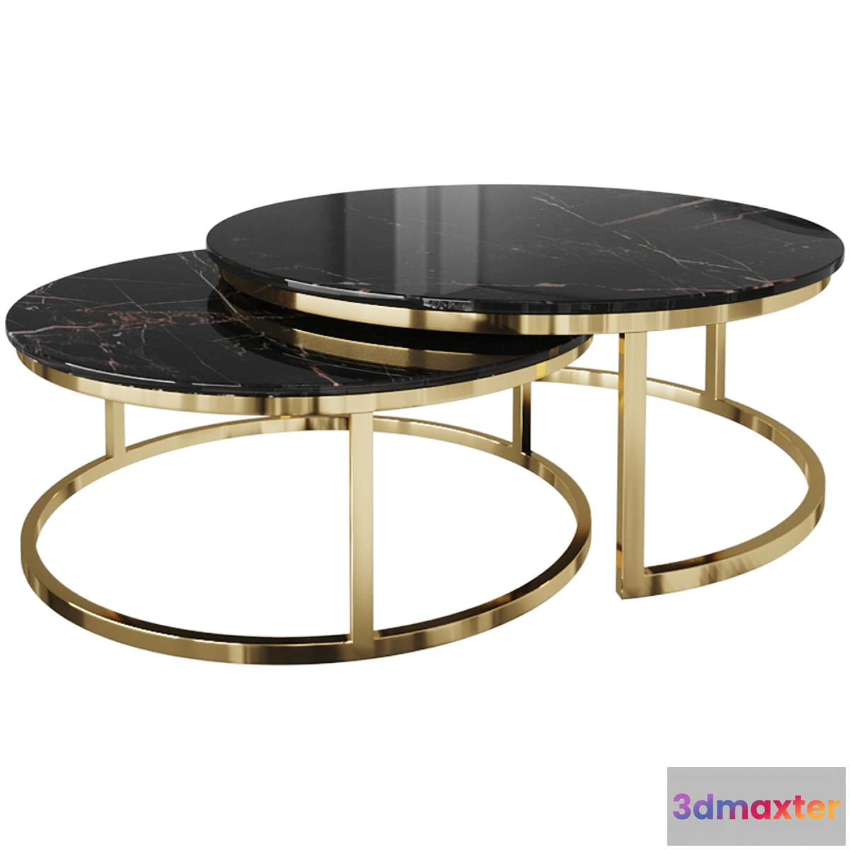 1304723 - SET OF 2 COFFEE TABLES (ARTIFICIAL MARBLE _ GOLD) 3D Max