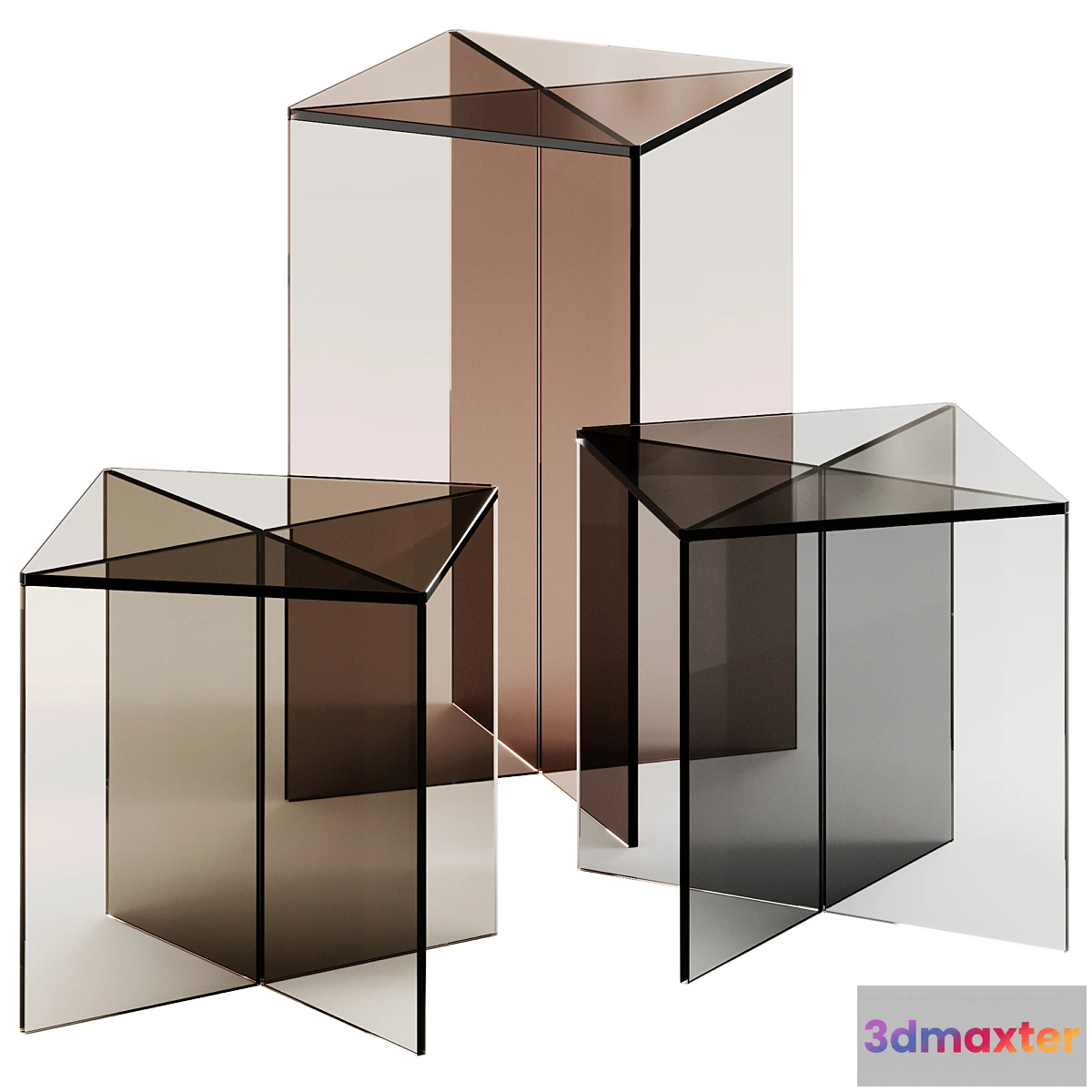 1309244 - Exenza LIFT X Square glass coffee tables 3D Max